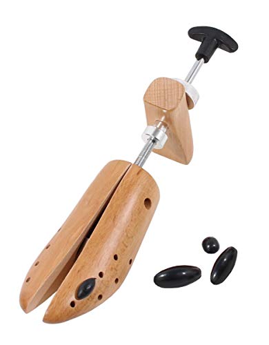 Delfa Alargador de zapatos de madera de haya, 1 unidad, con mecanismo de 2 vías, de metal, ancho y longitud extensible, color Beige, talla S 34-36 Da.