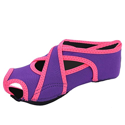 Demeras Calcetines de Yoga para Mujer Zapatos de Yoga con Punta Abierta Antideslizante para Pilates Barre Baile de Ballet Yoga gimnástico Arte marcial(S-Lavender)