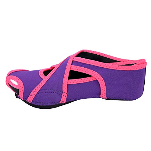 Demeras Calcetines de Yoga para Mujer Zapatos de Yoga con Punta Abierta Antideslizante para Pilates Barre Baile de Ballet Yoga gimnástico Arte marcial(S-Lavender)