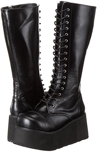 Demonia Demonia Trashville-502 - botas con forro cálido de caña media y botines Hombre, Negro (Schwarz Blk Vegan Leather), 45