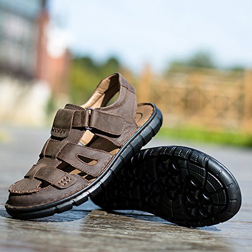 Deporte Deportiva Cross Antideslizantes Sandalias Deportivas Chanclas Zuecos Trekking Zapatos cangrejeras Cuero Playa Zapatillas Pescador(Marrón,42 EU,26CM De talón a Dedo del pie