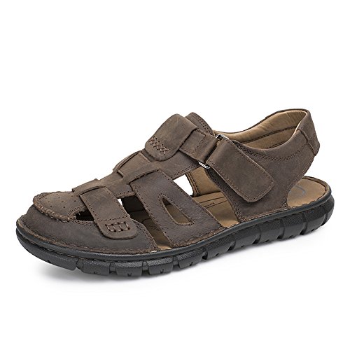 Deporte Deportiva Cross Antideslizantes Sandalias Deportivas Chanclas Zuecos Trekking Zapatos cangrejeras Cuero Playa Zapatillas Pescador(Marrón,42 EU,26CM De talón a Dedo del pie