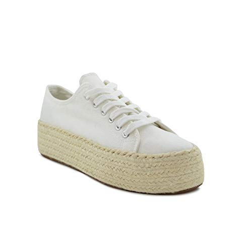 Deportiva cuña Doble Piso Esparto Blanca
