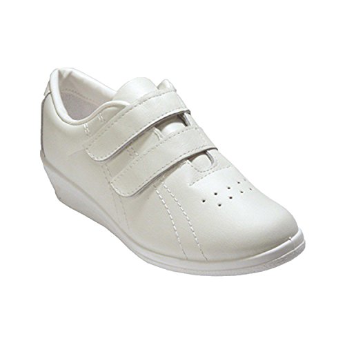 Deportivo señora Velcro con cuña Piel Fergar en Blanco Talla 38