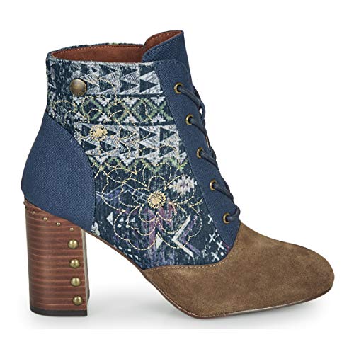 DESIGUAL Holly Flowers Navajo Botines/Low Boots Femmes Azul/Marrón - 38 - Botines