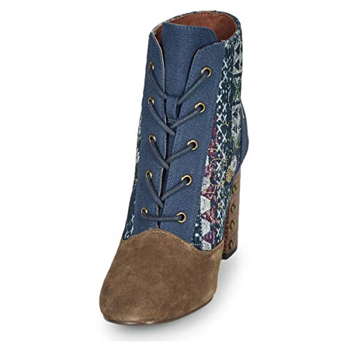 DESIGUAL Holly Flowers Navajo Botines/Low Boots Femmes Azul/Marrón - 38 - Botines