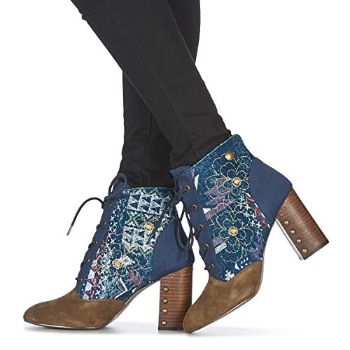 DESIGUAL Holly Flowers Navajo Botines/Low Boots Femmes Azul/Marrón - 38 - Botines