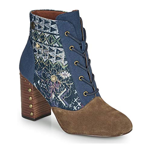 DESIGUAL Holly Flowers Navajo Botines/Low Boots Femmes Azul/Marrón - 38 - Botines