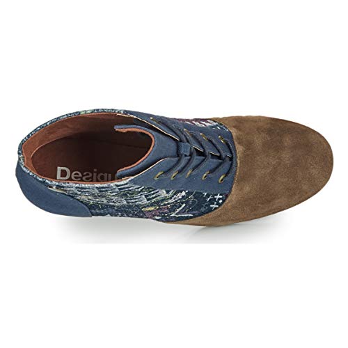 DESIGUAL Holly Flowers Navajo Botines/Low Boots Femmes Azul/Marrón - 38 - Botines