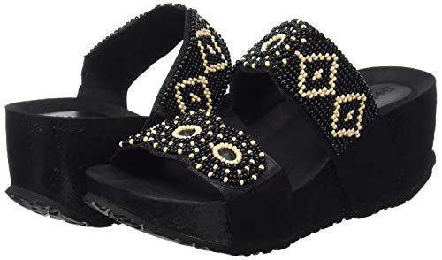 Desigual Shoes (Cycle_Beads Bn), Sandalias con Plataforma Plana Mujer, Negro (Negro 2000), 37 EU