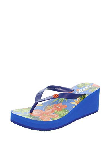 Desigual Shoes Lola Tropical, Chanclas Mujer, Azul Lovely 5099, 40 EU