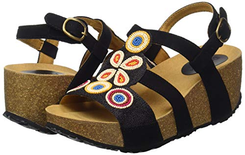 Desigual Shoes (odisea_Flower Beads), Sandalias de Talón Abierto Mujer, Negro (Negro 2000), 40 EU