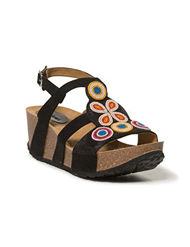 Desigual Shoes (odisea_Flower Beads), Sandalias de Talón Abierto para Mujer, Negro (Negro 2000), 37 EU