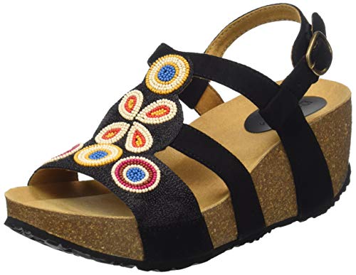 Desigual Shoes (odisea_Flower Beads), Sandalias de Talón Abierto para Mujer, Negro (Negro 2000), 37 EU