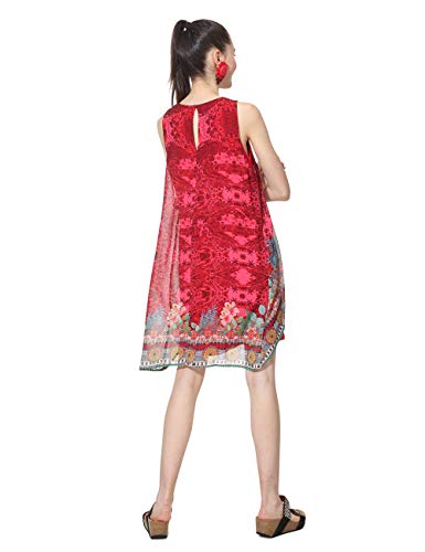Desigual -Vestido Mujer Rojo (Carmin 3000) 40 EU