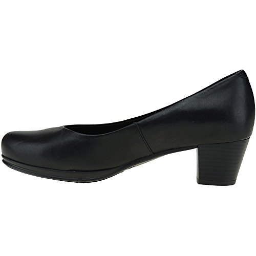 Desiree 1050 Zapato Piel Salón Tacón Ancho Bajo 5 Cm Total Flex Piso Goma Antideslizante para Mujer Negro Talla 37