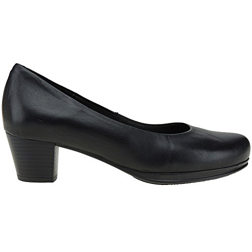 Desiree 1050 Zapato Piel Salón Tacón Ancho Bajo 5 Cm Total Flex Piso Goma Antideslizante para Mujer Negro Talla 37