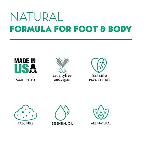 Desodorante Natural en Polvo Para el Cuidado De Los Pies . Reduce Sudor y Micosis Uñas. Antifúngico, con Aceite Esencial de Árbol de Té. Sin Talco Elimina Malos Olores zapatos y pies . Unisex 104 gr.