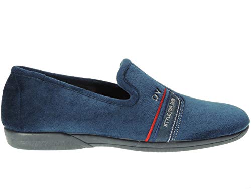 DEVALVERDE 3002 Zapatilla Cerrada Cangrejo Invierno Camping Terpel Terciopelo Bordada Style For Men Inyectada para Hombre Marino Talla 44