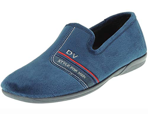 DEVALVERDE 3002 Zapatilla Cerrada Cangrejo Invierno Camping Terpel Terciopelo Bordada Style For Men Inyectada para Hombre Marino Talla 44