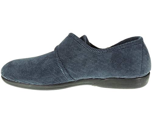 DEVALVERDE 3024 Zapatilla Cerrada de Pana y Forro Terpel con Velcro para Hombre Marino Talla 45