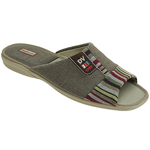 DeValverde 3139 Zapatilla Chinela de IR por Casa con Punta Abierta para Hombre BISÓN Talla 39