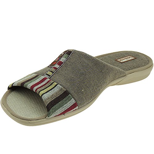 DeValverde 3139 Zapatilla Chinela de IR por Casa con Punta Abierta para Hombre BISÓN Talla 39