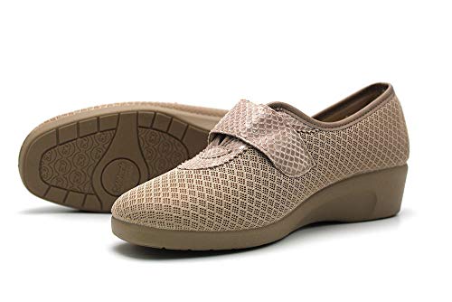 DeValverde - Zapatillas de casa con cuña y Cierre de Velcro, Suela de Goma, para: Mujer Color: Arena Talla:37