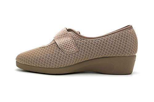 DeValverde - Zapatillas de casa con cuña y Cierre de Velcro, Suela de Goma, para: Mujer Color: Arena Talla:37
