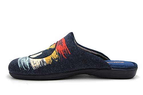 DeValverde - Zapatillas de IR por casa con talón Abierto, Chinela con Suela de Goma, para: Hombre Color: Marino Talla:41