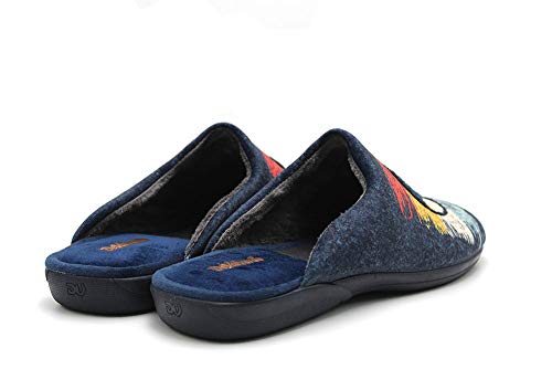 DeValverde - Zapatillas de IR por casa con talón Abierto, Chinela con Suela de Goma, para: Hombre Color: Marino Talla:41