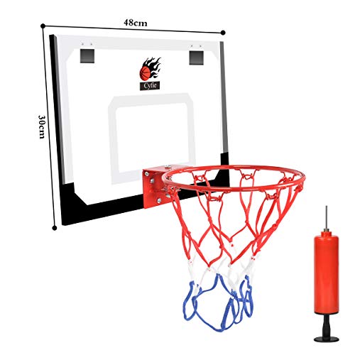 DEWEL Tablero de Pared de Baloncesto con 1 Inflador y 2 Pelotas, Canasta Baloncesto portátil para Oficina y casa, Baloncesto Canasta para Adultos y Niños para la Puerta