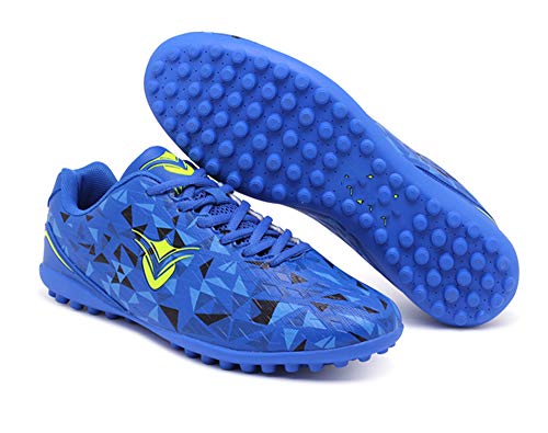 DFEDCLL Zapatos de fútbol, ​​de Malla Transpirable bajo helpmale para niños y Estudiantes de Sexo Femenino, Zapatos de formación para jóvenes, Zapatos de Cuero,Azul,39