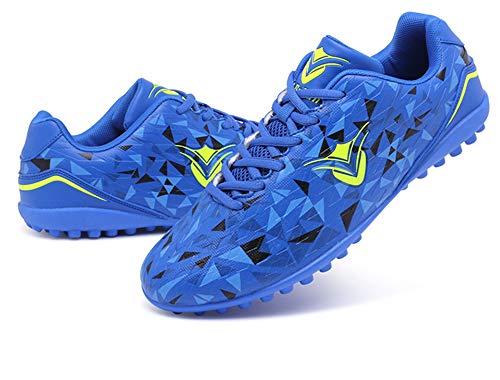 DFEDCLL Zapatos de fútbol, ​​de Malla Transpirable bajo helpmale para niños y Estudiantes de Sexo Femenino, Zapatos de formación para jóvenes, Zapatos de Cuero,Azul,39