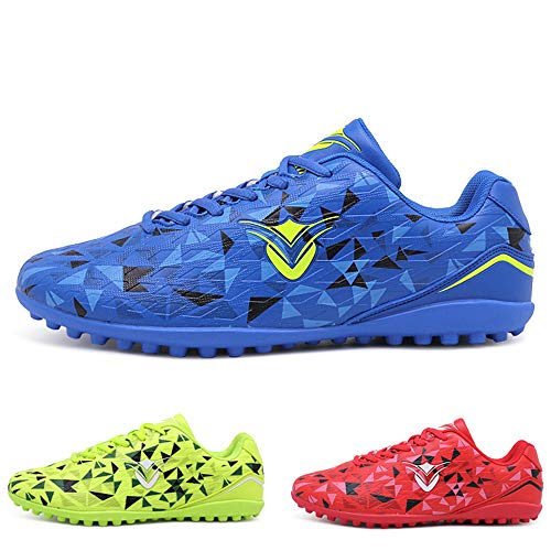 DFEDCLL Zapatos de fútbol, ​​de Malla Transpirable bajo helpmale para niños y Estudiantes de Sexo Femenino, Zapatos de formación para jóvenes, Zapatos de Cuero,Azul,39