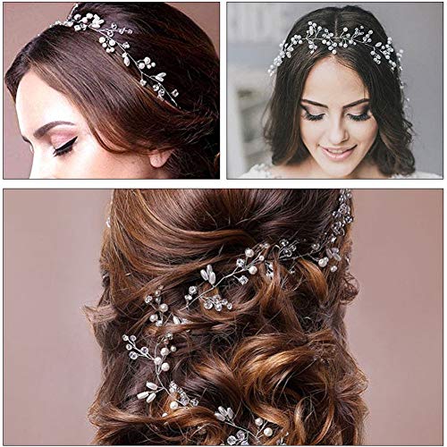 Diadema para novia, 3 unidades, de cristal, con perlas plateadas, estilo vintage, para mujeres y niñas en bodas, fiestas o eventos casuales