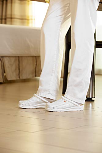 DIAN PISA Zueco de Microfibra Técnica d'COVER OEKO-TEX Perforada, SRA E OB, Blanco, Talla 40 eu