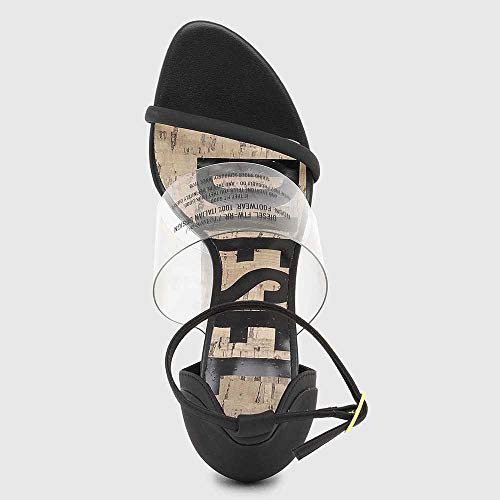 Diesel Sa-slanty Har-Sanda, sandalia Mujer, H6959 Transparente/Negro, 39 EU