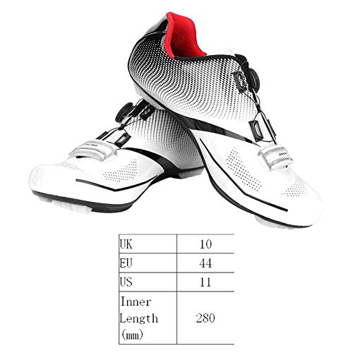 Dilwe Zapatilla de Ciclismo, 1 par de Zapatillas Antideslizantes de Carretera con Rayas Reflectantes para Ciclismo de Carretera de Montaña (43-Blanco)