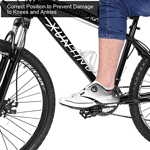 Dilwe Zapatilla de Ciclismo, 1 par de Zapatillas Antideslizantes de Carretera con Rayas Reflectantes para Ciclismo de Carretera de Montaña (43-Blanco)
