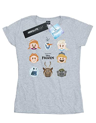 Disney mujer Frozen Emoji Heads Camiseta Medium cuero gris