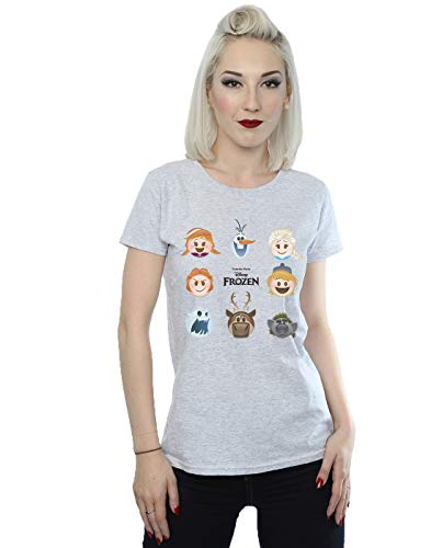 Disney mujer Frozen Emoji Heads Camiseta Medium cuero gris