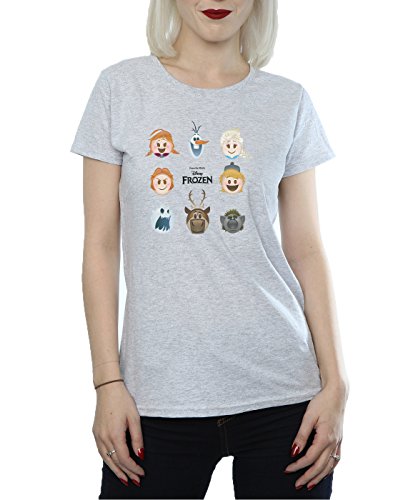 Disney mujer Frozen Emoji Heads Camiseta Medium cuero gris