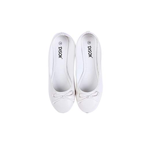 DISOK - Bailarinas Manoletinas Wedding Talla-L Blanca - Bailarinas para Bodas