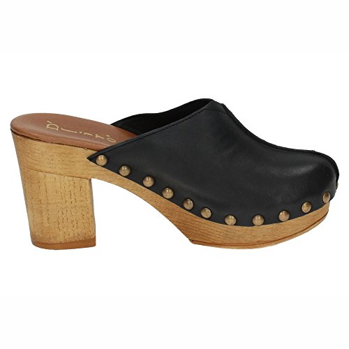 DLIRO 825 Zueco Piel Y Madera Mujer Sandalias TACÓN Negro 38