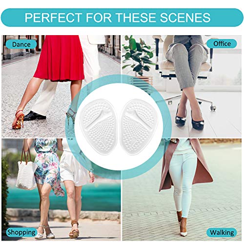 Doact Plantillas, Plantillas Gel Antideslizantes Almohadillas Plantar, Gel Amortiguación Antideslizante Zapatos, Medio Plantilla Alivio El Dolor En El Antepié Tacones Altos (4 pcs 35-40EU)