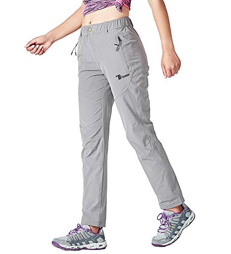 donhobo Pantalones de senderismo para mujer, de secado rápido, ultraligeros, resistentes al desgaste, protección UV, transpirables, pantalones de trekking funcionales. gris XS