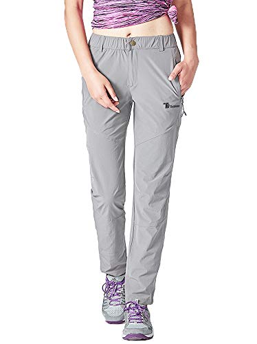 donhobo Pantalones de senderismo para mujer, de secado rápido, ultraligeros, resistentes al desgaste, protección UV, transpirables, pantalones de trekking funcionales. gris XS