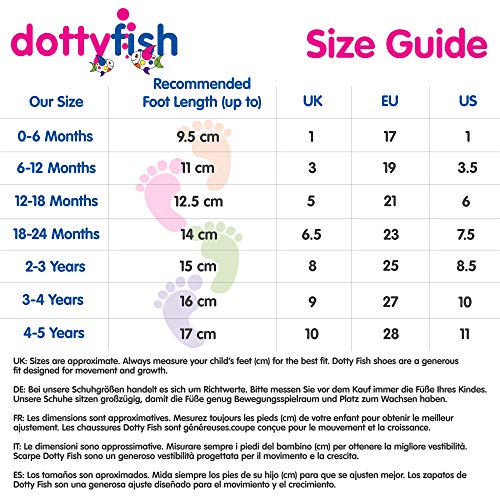 Dotty Fish Zapatos de Cuero Suave para bebés. Antideslizante. Rojo con Mono marrón. 18-24 Meses (23 EU)