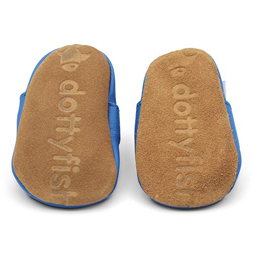 Dotty Fish Zapatos de Cuero Suave para bebés. Sandalias Azul Cielo para niños y niñas. 12-18 Meses (21 EU)